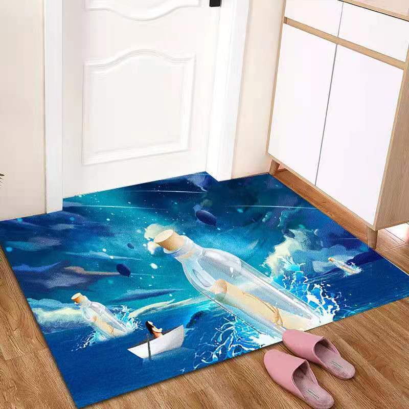 3D Door-to-door Floor Mat Door Mat Home Bedroom Living Room Bathroom Non-slip Absorbent Machine Washable Carpet