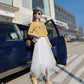 Women Veil Skirt Plus Size Summer Ruffled Elastic Waist Sandy Beach Vacation Daily