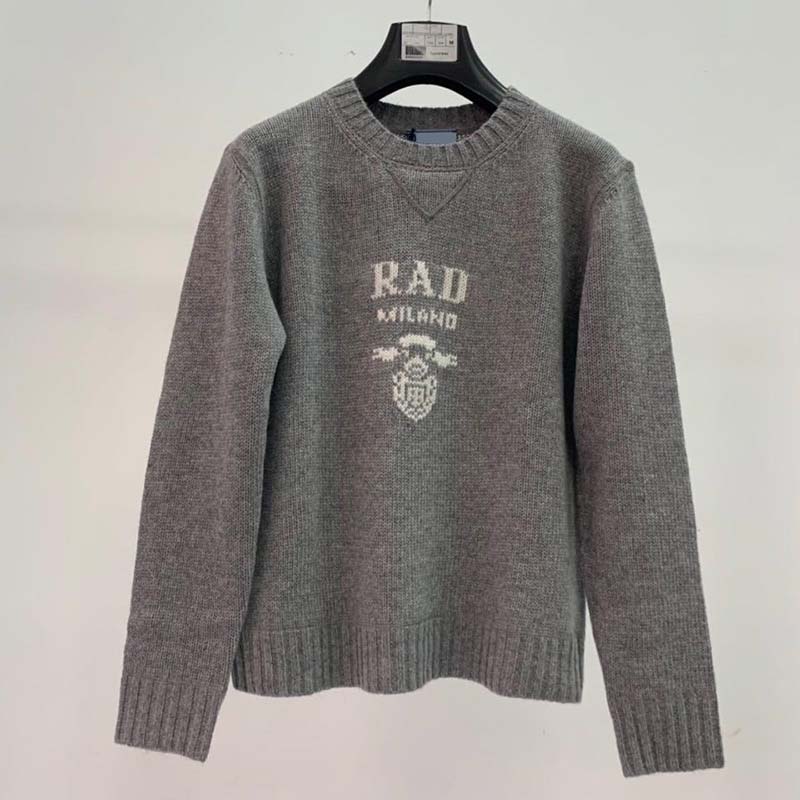 Autumn and Winter Letter Jacquard Loose Round Neck Casual Short Cardigan Women's Sweater