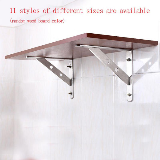 Stainless Steel Tripod with Wooden Shelf Bracket Set Right Angle Bracket Kitchen Support Frame