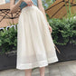 Two-piece Skirt Suit Summer Ladies Bow Tie Cotton Top T-shirt + Organza Chiffon Skirt Sexy Show Waist A-line Skirt Suit