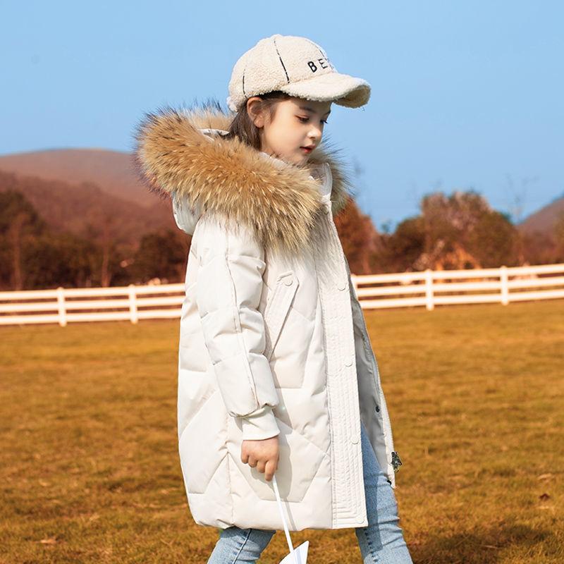 Mid-length Children's Down Jacket Winter Thick Warm White Duck Down Jacket