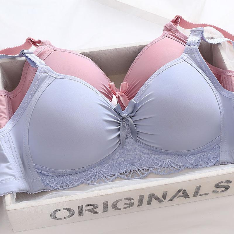 Ladies Bra Without Steel Ring Sexy Underwear Gathered Lace Thin Section Breathable Comfortable Sports Big Bra