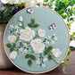 Floral Hand Cross Stitch Embroidery Cloth Starter Kits Needlepoint Color Threads Bamboo Hoop DIY