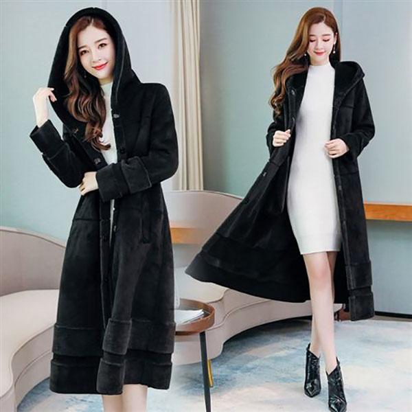 Women Winter Warm Faux Fur Coat Thick Women Long Hooded Coat Women Warm Fleece Lining Coat