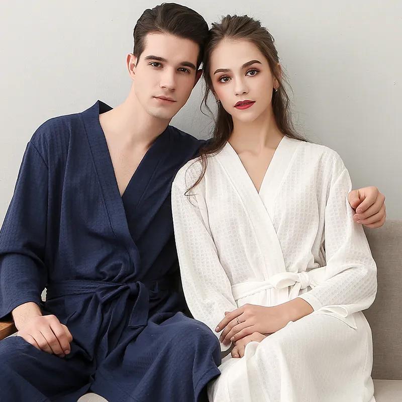 Spring and Summer Pajamas Cotton Long Bathrobe Pajamas Male Couple Pajamas Home Clothes Thin Pajamas Large Size