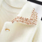 Autumn and Winter Korean Style Suit Collar Embroidery Loose Knit Jacket with Diamonds and Beaded Warm Sweater Cardigan