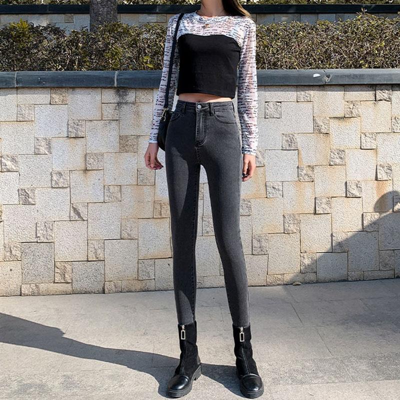 Spring Light-colored Jeans Women's High Waist Was Thinner and Taller Light Blue Stretch Tight-fitting Pencil Pants