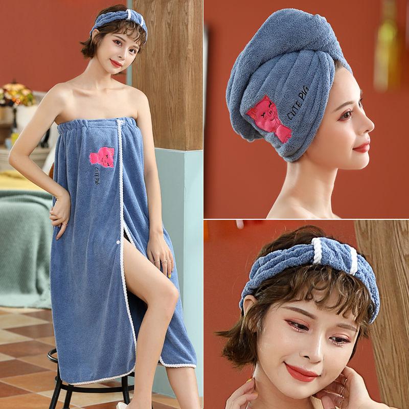 The Bath Towel Can Be Worn and Can Be Wrapped Around The Towel To Absorb Water and Does Not Shed Hair Cute Bath Skirt Dry Hair Cap and Headband