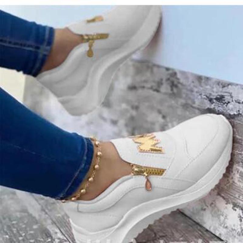 Spring Black Wedges Sneakers Platform Women Shoes Thick Bottom Fashion Zipper Non-slip Casual Korean Women's Vulcanized Shoes
