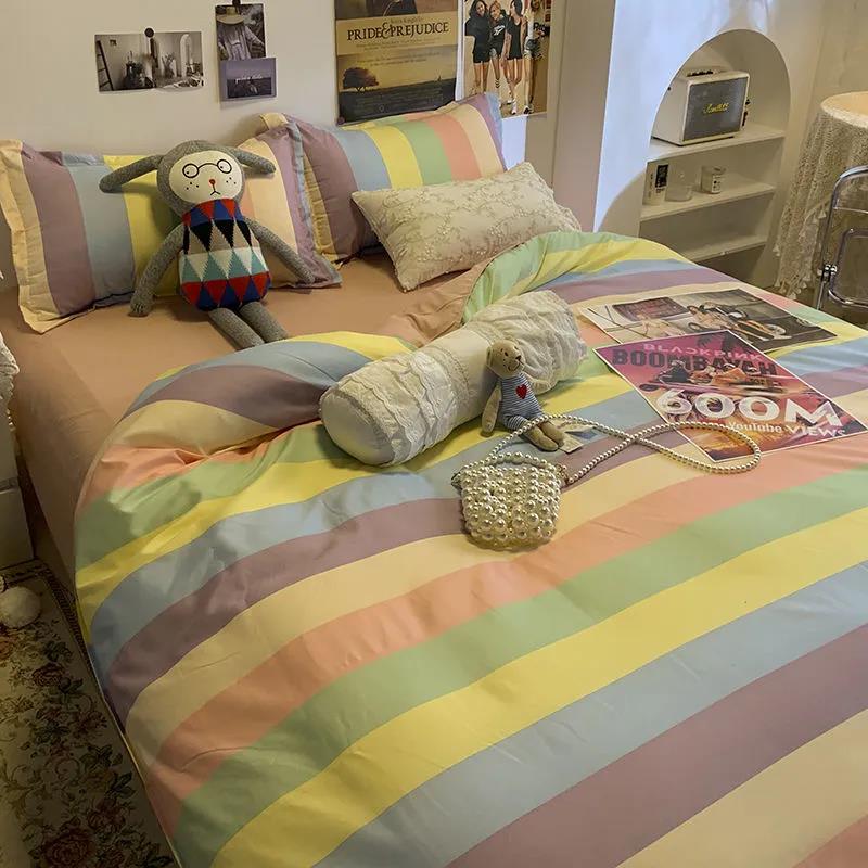 Princess Style Girls' Dormitory Bedding Four-piece Student Bedroom Pure Cotton Skin-friendly Thickening Quilt Cover Sheet Set