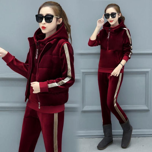 Casual Sweater Suit Plus Size Spring and Autumn Women's 2-piece Suit All-match Long-sleeved Fashion Trend Jacket Suit