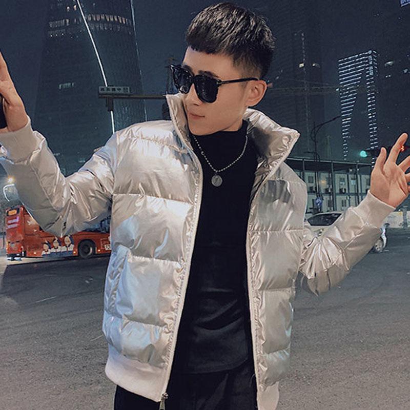 Men's Jacket Winter Coat Men's Tide Korean Style Stand-up Collar Short Shiny Cotton Jacket Trend Padded Jacket Men