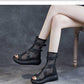Summer Korean Women's Shoes Muffin Thick Bottom Sandals Martin Boots High-top Mesh Sandals