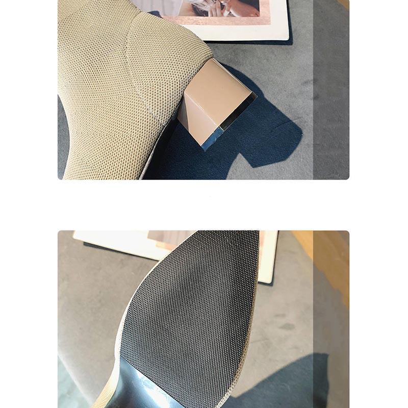 Flock Ankle Boots Women for Autumn Winter Fashion Pointed Toe Heel Woman Chelsea Boots Plus Size