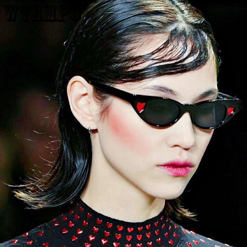 Small Vintage Sunglasses Women Cat Eye Brand Designer Retro Cateyes Sun Glasses Female Frame Love He