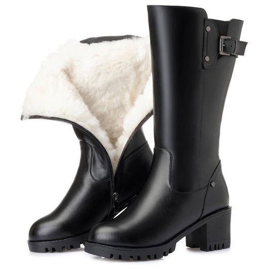 Genuine Leather Footwear Women Ankle Boots Rubber Riding Feminine Shoes Women's High Heels Booties