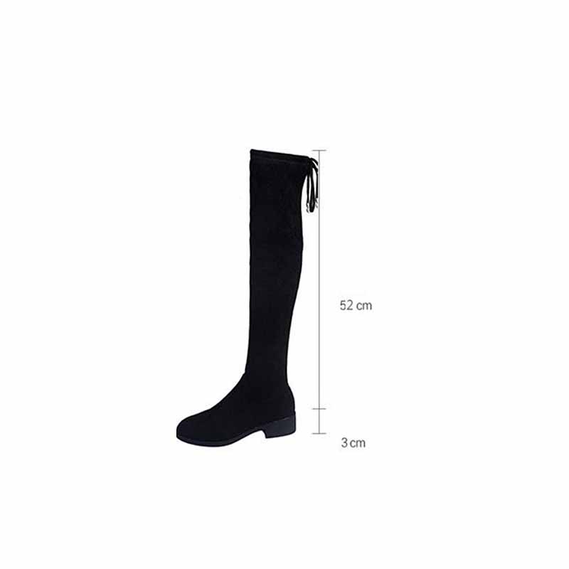 Over-the-knee Boots Women 3cm Suede Flat Bottom and Velvet Lace-up Boots High Boots Knight Boots Women Comfortable