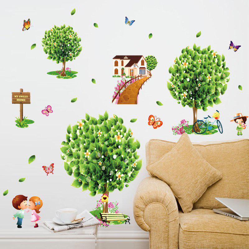 [sticker Monopoly ]Fresh Green Home Pastoral Style Cartoon Children 'S Wall Stickers Pvc Decals Kid
