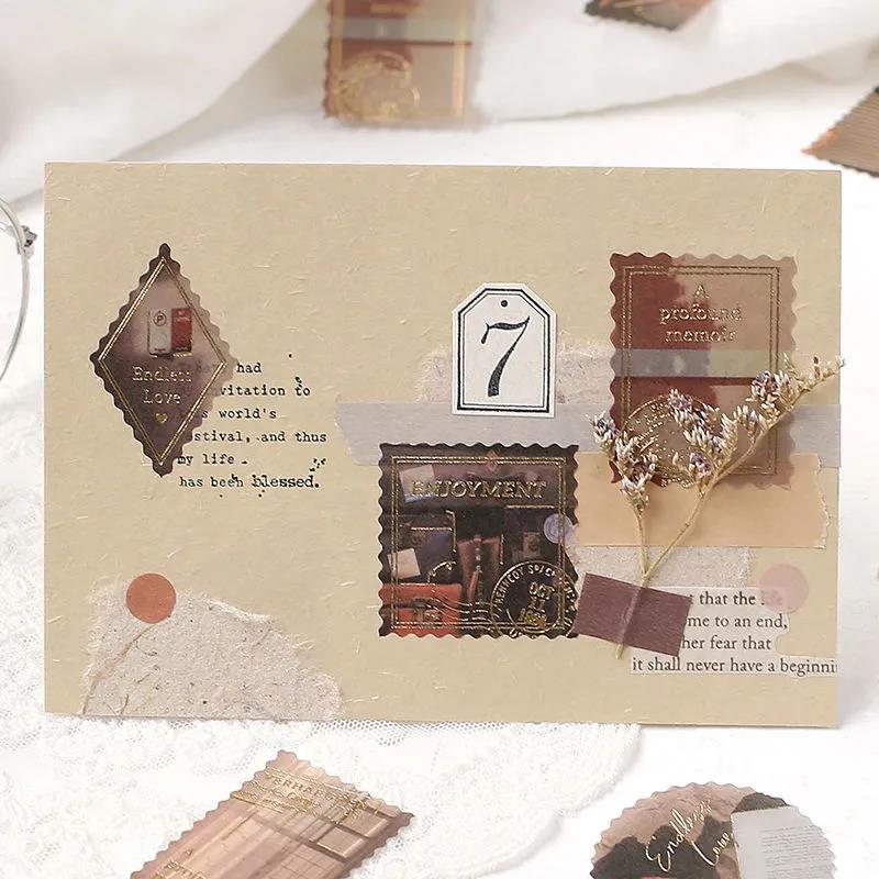 45PCS Stamping Sticker Pack Zhiyi Letter Salt Series Art Handbook Decoration Collage Material Stamp Sticker Small Fresh