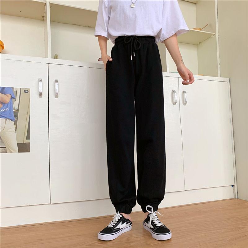 Grey Sports Casual Trousers Women's Loose Summer Thin Section Wide-legged High-waist Drape Is Thin and Versatile Straight-leg Pants