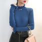 Winter Plus Velvet Thick Sweater Bottoming Shirt Women's Solid Color Slim Thin Warm Sweater Women
