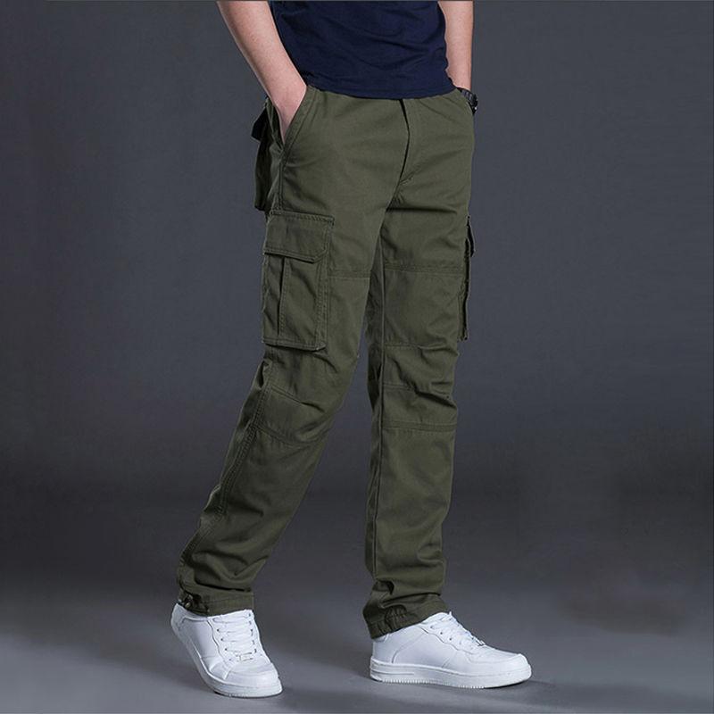 Autumn Storm Pants Men's Loose Cotton Sports Pants Outdoor Straight Pants Multi-pocket Large Size Casual Pants Work Pants