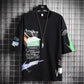 Summer Print T-shirt Men's Short-sleeved Trend Graffiti Pattern Five-point Sleeve Loose T-shirt