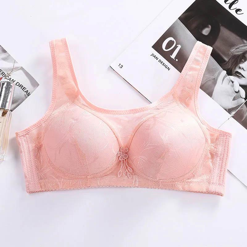 Adjustable Gathered Sexy Lace Bra Seamless No Steel Ring Underwear Ladies Anti-sagging Side Thin Mold Cup Breathable Bra
