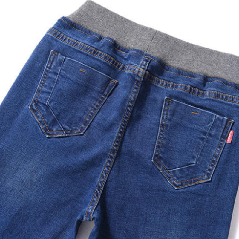 Large Size High Waist Jeans Women's Fat Spring and Autumn Stretch Slim Slimming Pencil Long Pants with Small Feet