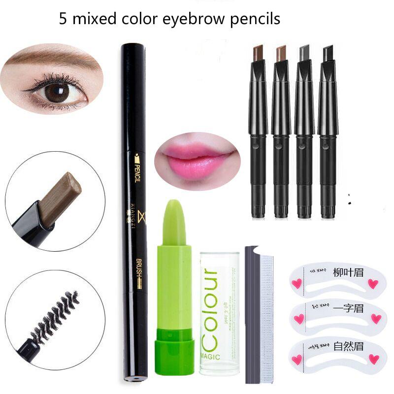 Eyebrow pencils of sproof five packsdouble-headed  no blooming eyebrow repair and thrush tools