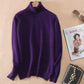 Pofulove Women Silmulated Mink Cashmere Base Sweater Turtleneck Knitting Casual Pullover Top Jumpers