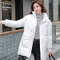 Women's Shiny Mid-length Down Jacket Winter Korean Style Loose Coat Warm Stand-collar Down Jacket