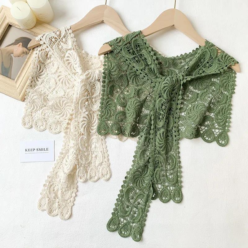 WTEMPO Summer Knitting Little Shawl Women's Thin Solid Color Knotted Lace Neckties Sun Protection Warm Shawl