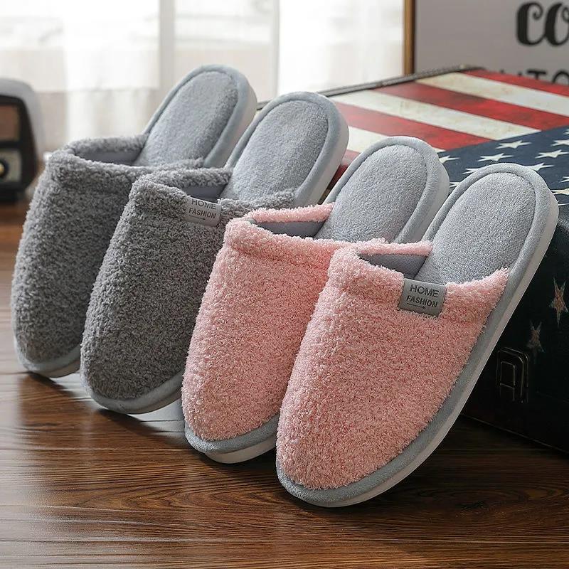 Autumn and Winter Couple Indoor Cotton Slippers Home Slip-proof and Warm Soft-soled Cotton Slippers