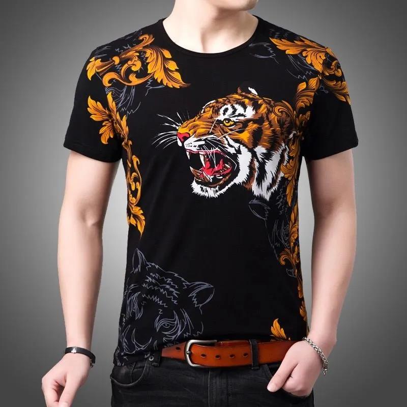 3D Animal Print Shirt Men Tees Fashion Overshirt Half Sleeve T-shirt Loose Breathable Pullover Summer