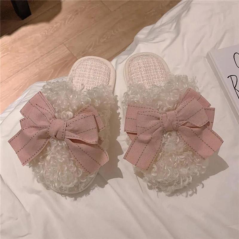 Women's Fashion Slippers Bowknot Design Slippers Lightweight Casual Flat Shoes Soft Soled Shoes