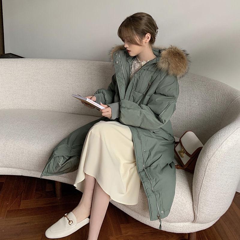 Cotton Clothes Women's Mid-length Winter Clothes Korean Version Ins Hong Kong Style Big Fur Collar Cotton Clothes Bread Clothes Tide
