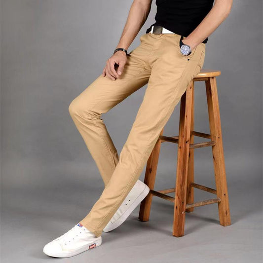 Spring and Autumn Cotton Solid Color Pants for Men Loose Straight Sweatpants All-match Men's Business Sports Casual Trousers
