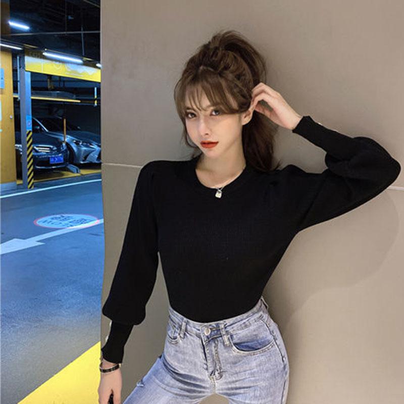Autumn and Winter Loose Casual Sweater Slim Long-sleeved Pullover Blouse All-match Slim Female Blouse