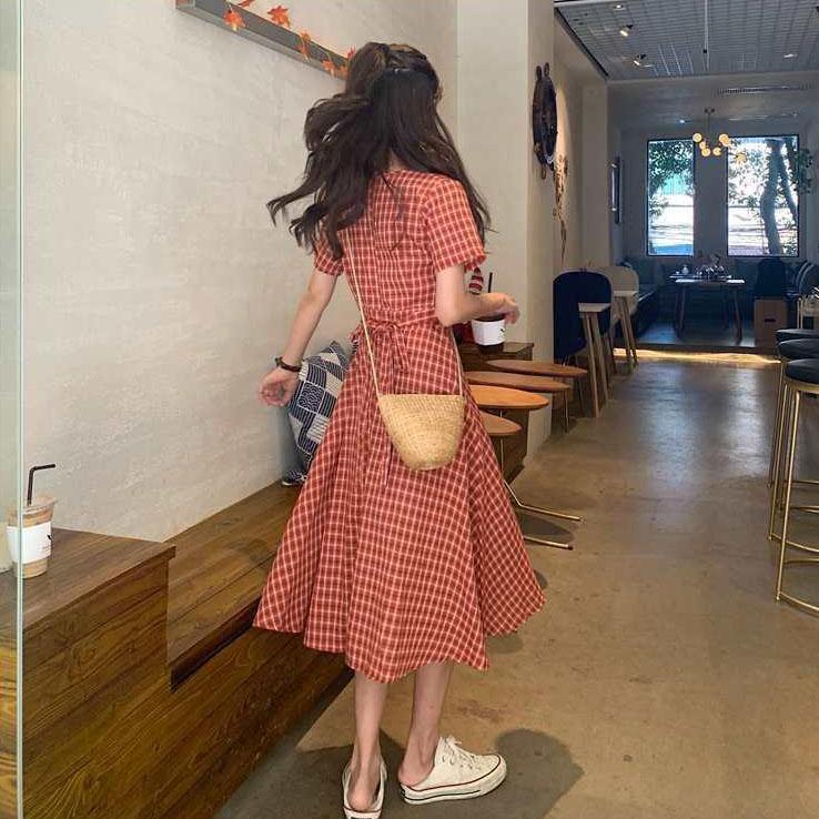 Female Casual Vintage Super Fairy Vacation Sweet Dress Slim Elegant Minority Little Fresh Holiday Dress