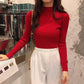 Pofulove 10 Colors Women Knitted Warm Solid Half Turtleneck Loose Sweater Blouse Solid Color Sweater
