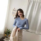 Knit Sweater Women's Long-sleeved V-neck Bottoming Shirt Thread Blouse Spring and Autumn Loose Sweater