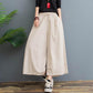 WTEMPO Women's Cotton Wide-leg Pants Cropped Trousers Loose Plus Size High-waisted Summer Straight Trousers Casual