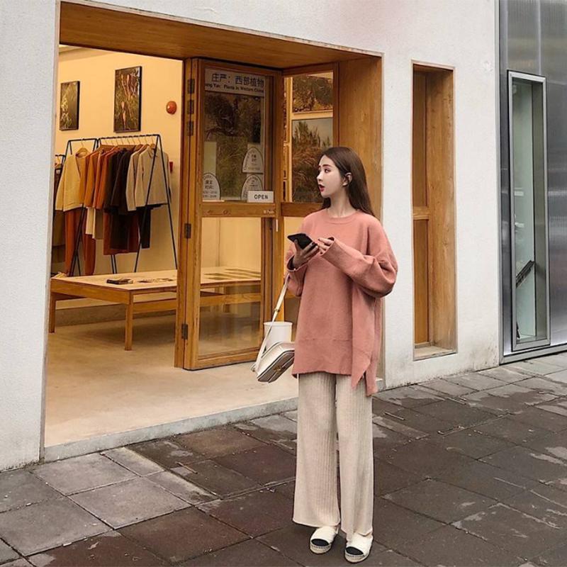 Pofulove Slim Thick Joker Bottoming Sweater sleeve pullover jacket tide milk blue sweater forest