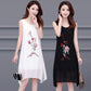 Chiffon Vest Elegant Dress Female Large Round Neck Sleeveless Embroidery Versatile Vest Holiday Dress