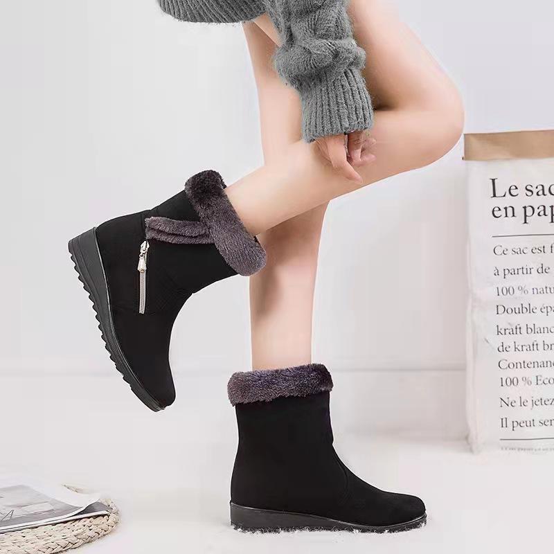 Women's Outdoor Winter Snow Boots Non-slip Warm Boots Fur Short Ankle Boots Slip-on Boots Cotton Boots Plus Size EU35-43