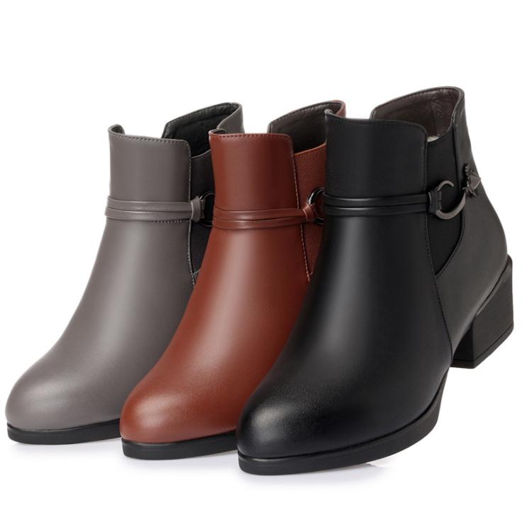 Winter Warm and Velvet Cotton Boots Middle-aged and Elderly Women's Boots Flat Non-slip Large Size Short Boots