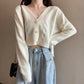Women's Gentle Wind V-neck Knitted Cardigan Sweater Women's Casual All-match Short Cardigan Korean Sweater