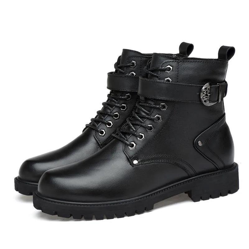 Men's Martin Boots Cowhide Tooling Cowboy Boots Large Size American Tooling Boots Leather Boots Mid-tube Boots